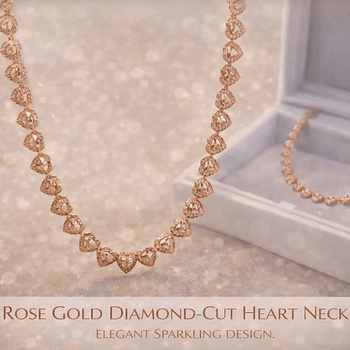 Colar Corações Rose Gold com Brilho – Modelo Elegante