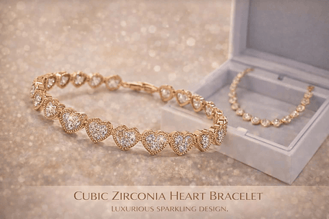 Pulseira Coração em Zircônia com Brilho – Modelo Luxo