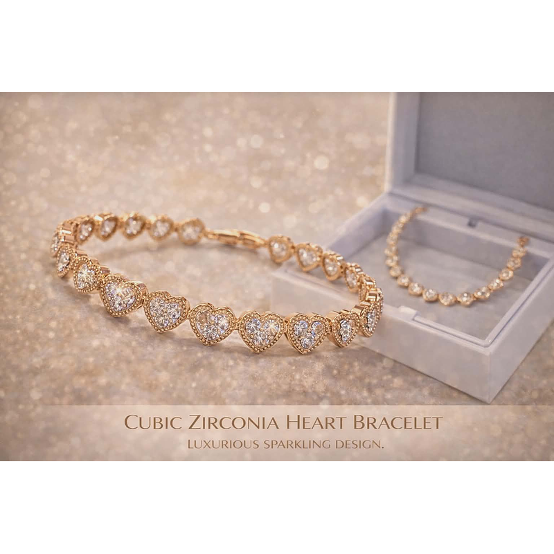 Pulseira Coração em Zircônia com Brilho – Modelo Luxo