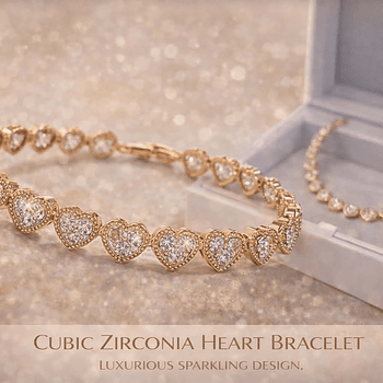 Pulseira Coração em Zircônia com Brilho – Modelo Luxo