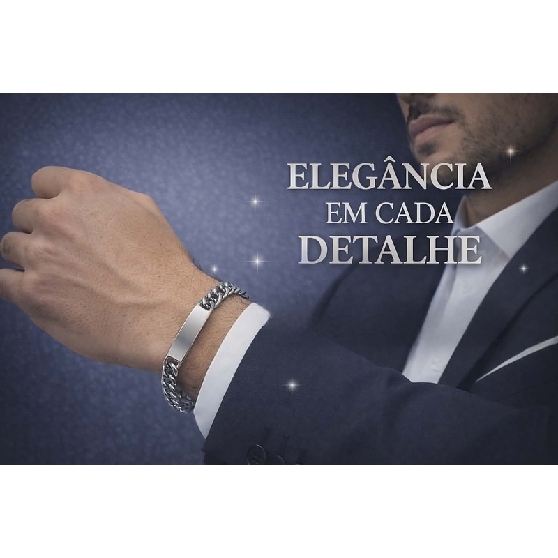 A Pulseira Masculina com Placa em Aço Inoxidável 