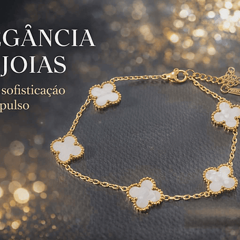 Pulseira Feminina Trevo Dourada com Pedra – 