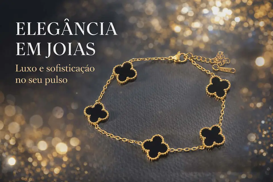Pulseira Feminina Trevo Dourada com Pedra –  2