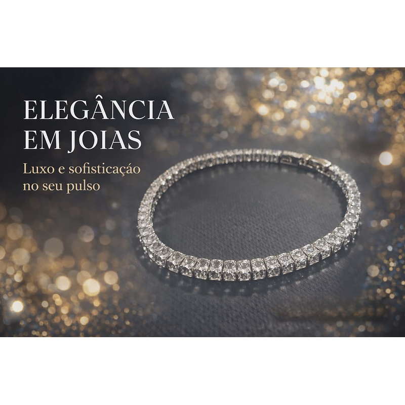 A Pulseira Tennis Prata com Zircônias 