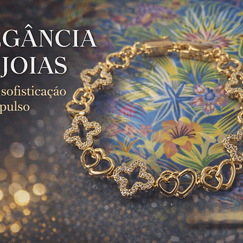 Pulseira Dourada Trevos & Corações com Zircônias