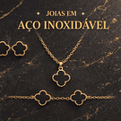 Conjunto Trevo Elegante – Aço Inox ✨