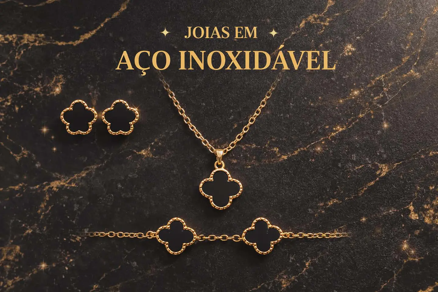 Conjunto Trevo Elegante – Aço Inox ✨ 2