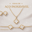 Conjunto Trevo Elegante – Aço Inox ✨