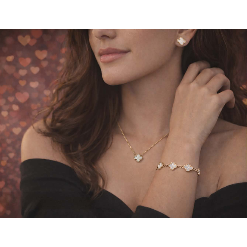 Conjunto Trevo Elegante – Aço Inox ✨