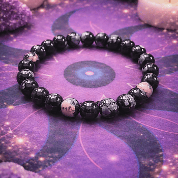 pulseira de proteçao Obsidiana Floco de Neve