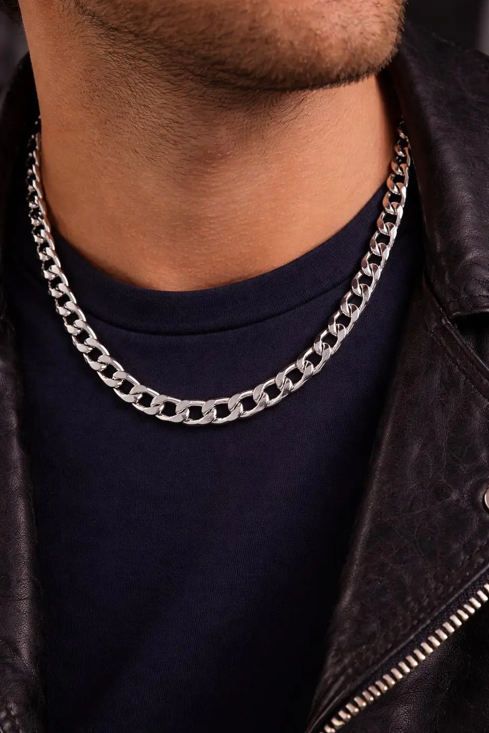 Corrente masculina prata estilo cadeado 1