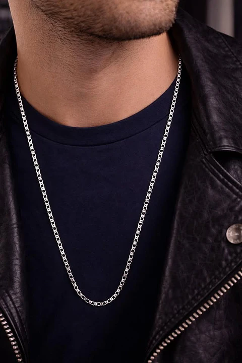 Corrente masculina prata fina 