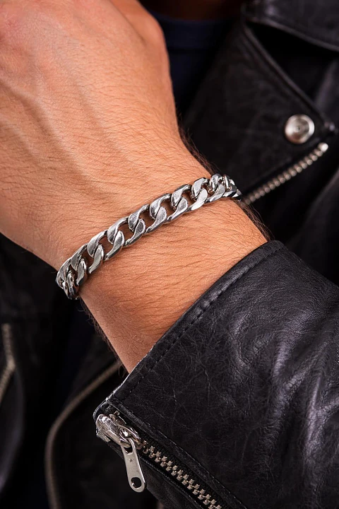 Pulseira Masculina Prata Corrente Grumet