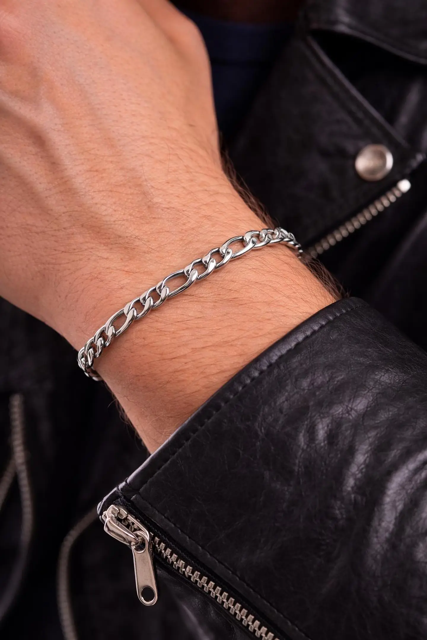 Pulseira Masculina Prata Corrente Grumet 2