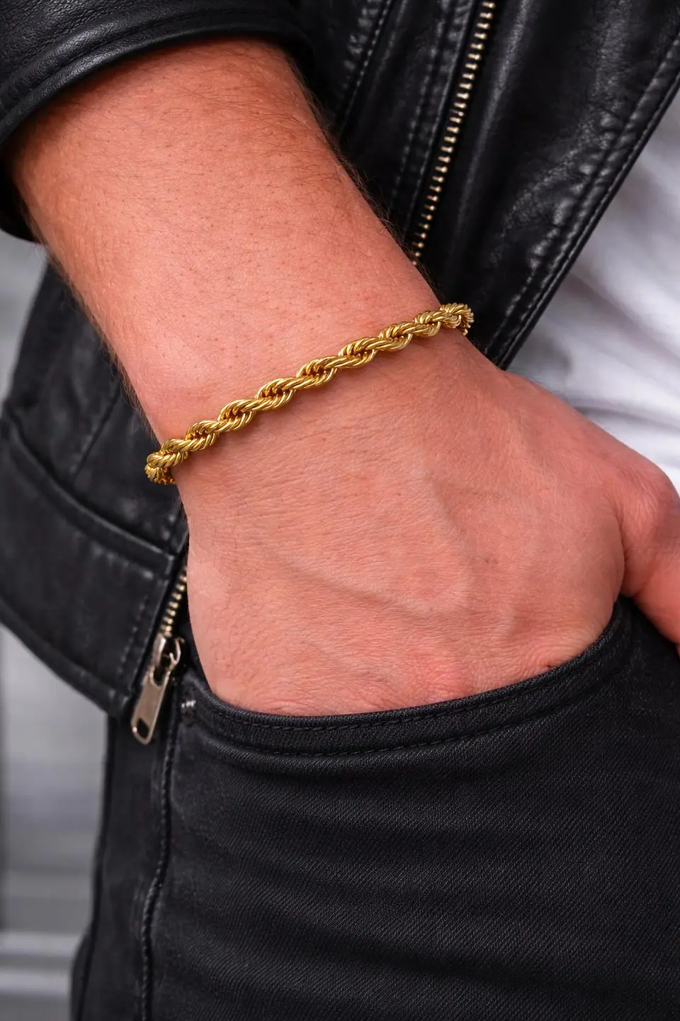 Pulseira Masculina Dourada Trançada Premium 1