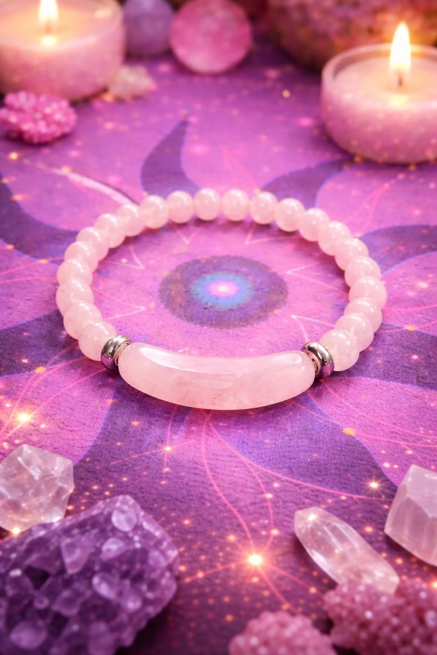 Pulseira em quartzo rosa 2