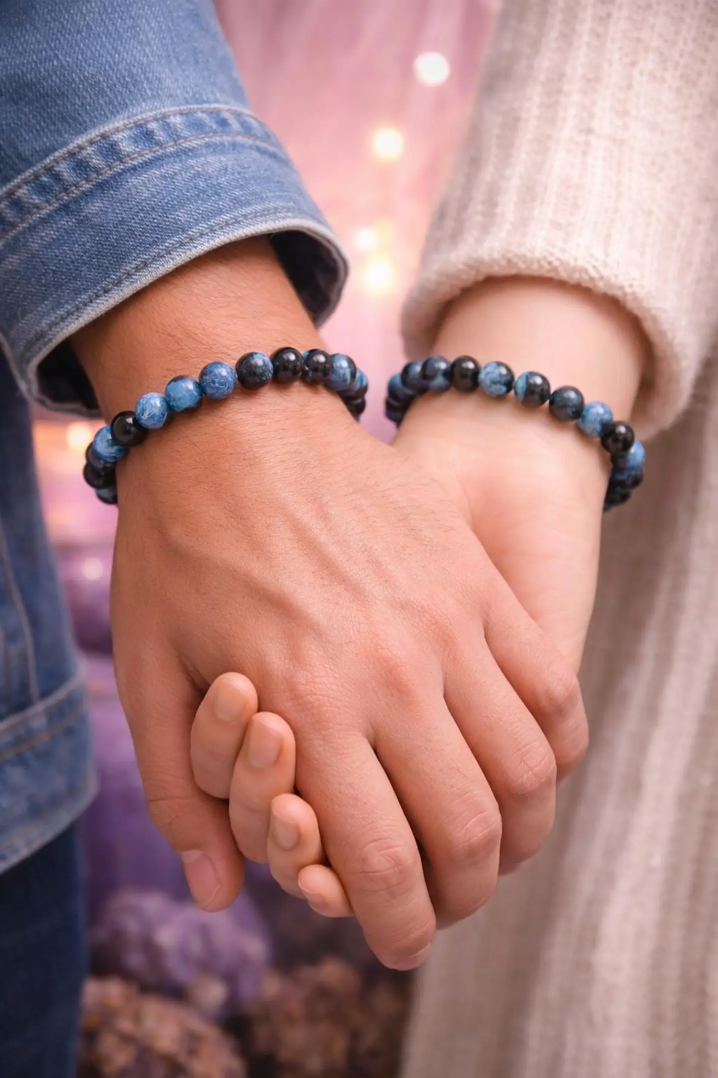  Pulseira de Cristais em Tons de Azul e Preto  1