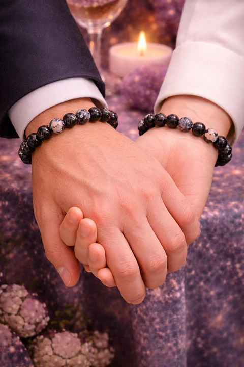 pulseira de proteçao Obsidiana Floco de Neve