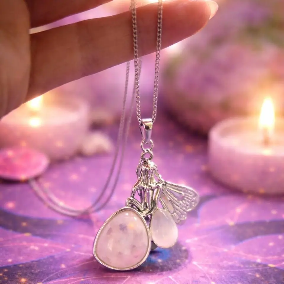 💗🧚‍♀️ Colar Fada Encantada com Pedra Rosa – Amor e Serenidade 🧚‍♀️💗 2