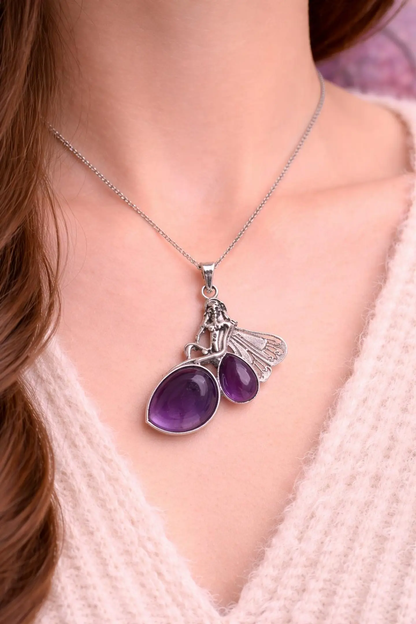 🧚‍♀️ Colar Fada Encantada com Pedras Lilas – Magia e Proteção 🧚‍♀️💜 1