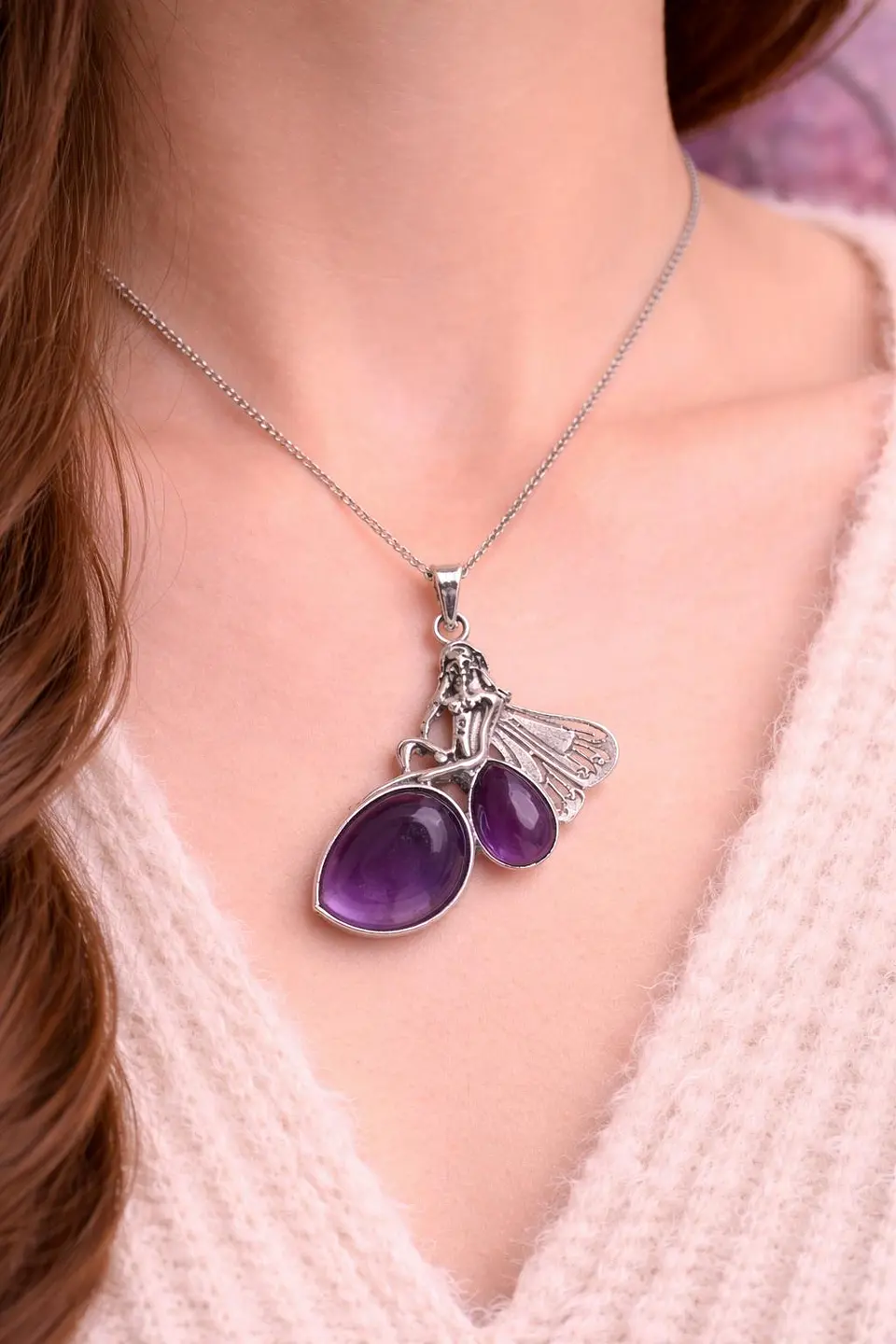 🧚‍♀️ Colar Fada Encantada com Pedras Lilas – Magia e Proteção 🧚‍♀️💜 1