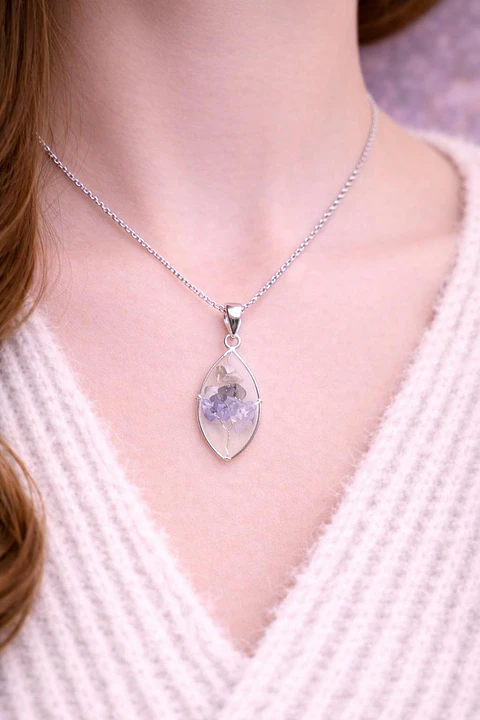 🌳💜 Colar Árvore da Vida com Pedras Lilases – Proteção e Intuição 💜🌳