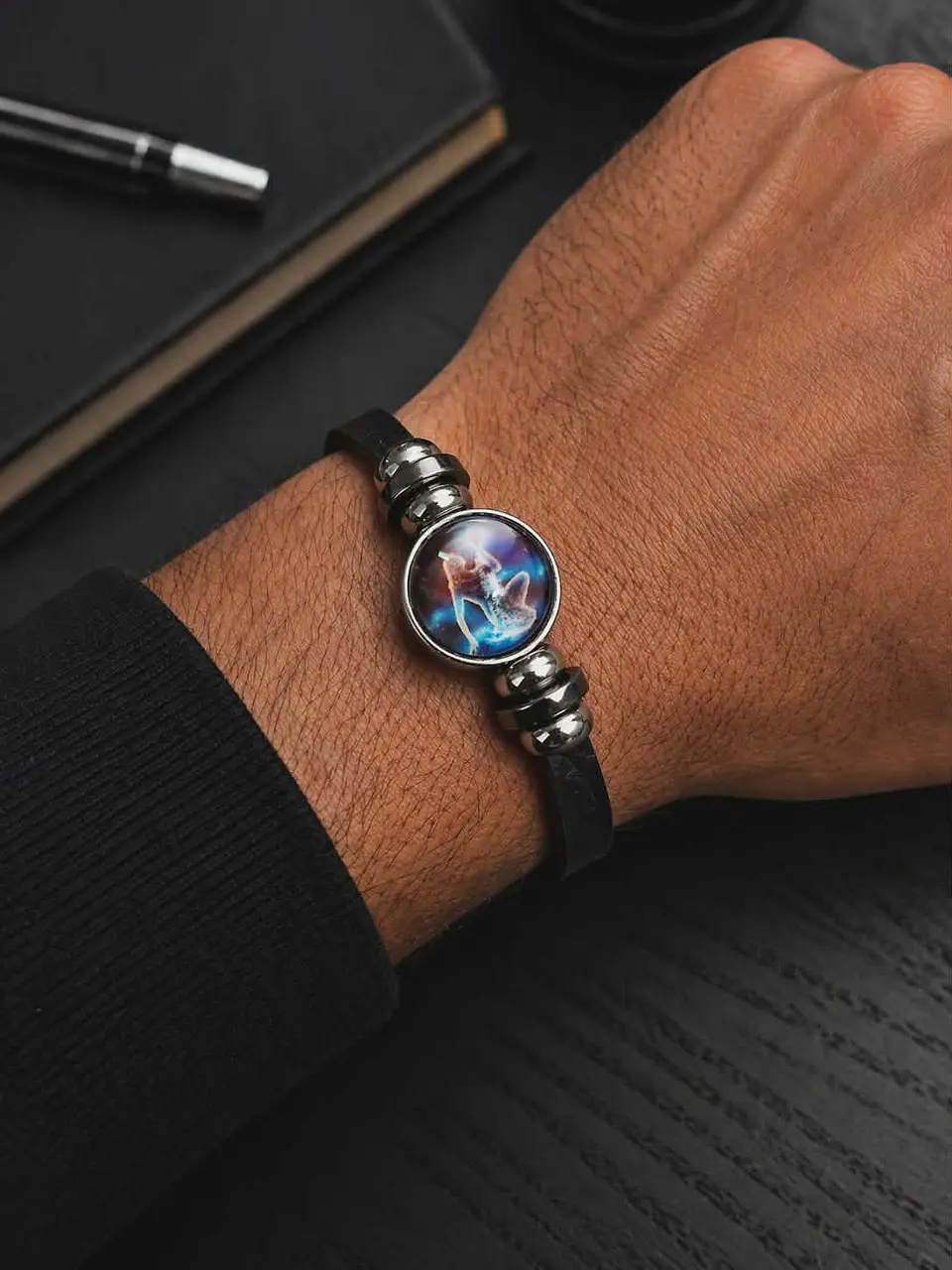 Pulseira Masculina Elegance Zodiac em Couro 5