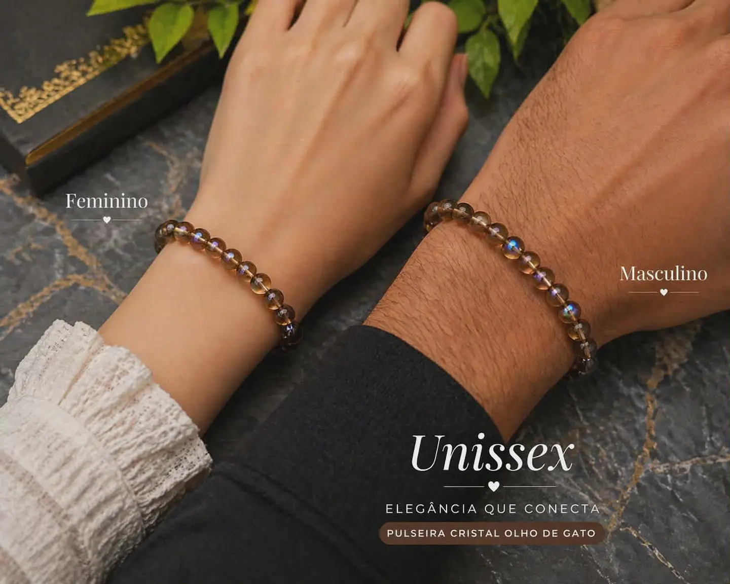 Pulseira com cristal olho de gato (cat’s eye) ✨ 1