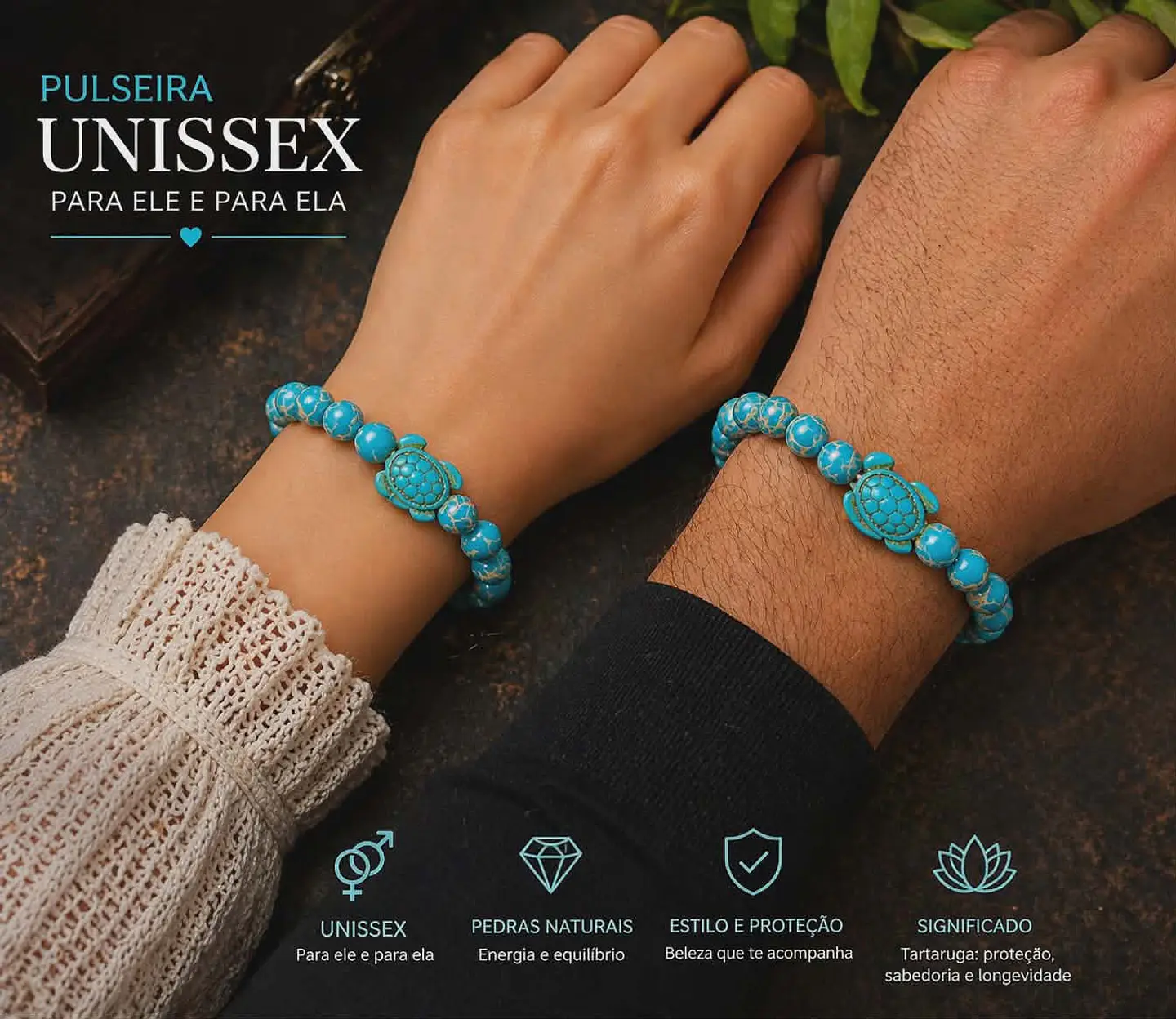 Pulseira Unissex em Pedras Naturais – Estilo  1