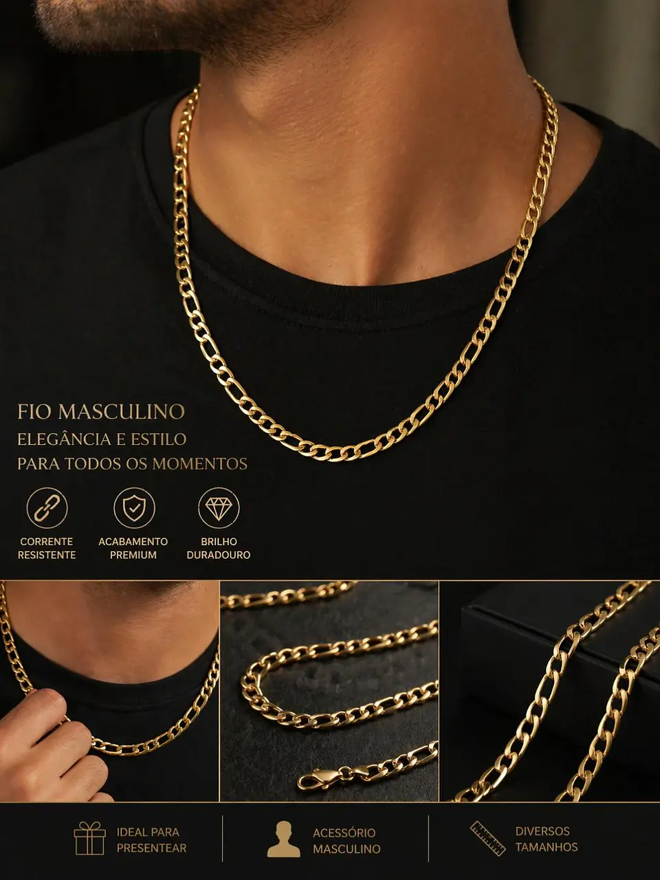 Corrente masculina  estilo cadeado 2