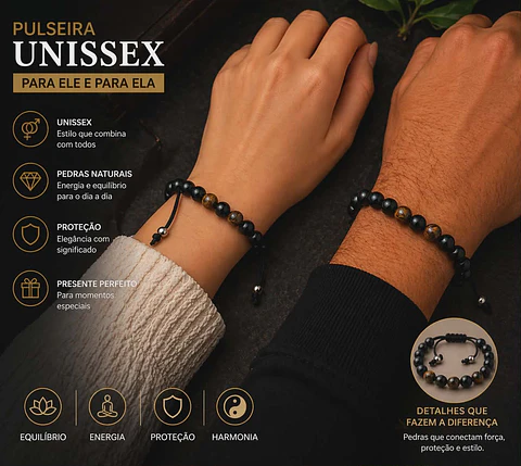 Pulseira Ônix com Olho de Tigre – Proteção e Coragem