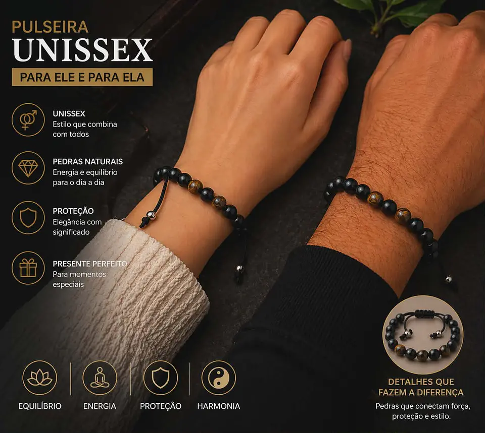 Pulseira Ônix com Olho de Tigre – Proteção e Coragem 1