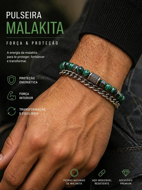 Pulseira Malakita Premium – Energia e Estilo