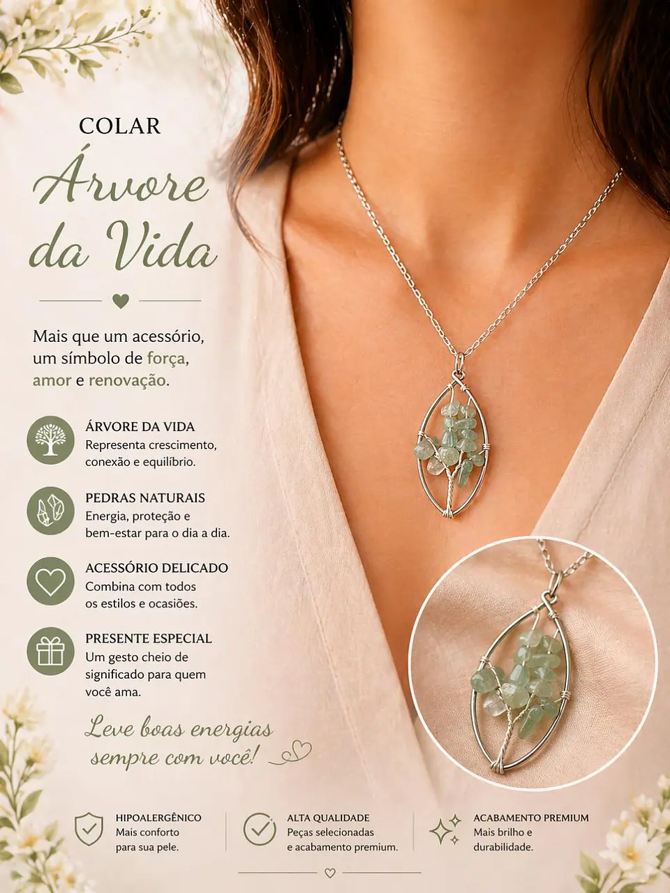 🌳💚 Colar Árvore da Vida com Pedras Verdes – Equilíbrio e Renovação 💚🌳 1