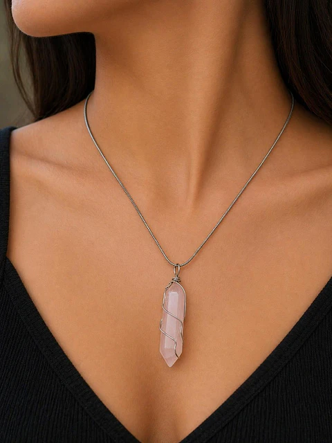 💗✨ Colar Ponta de Quartzo Rosa – Amor e Harmonia Interior ✨💗