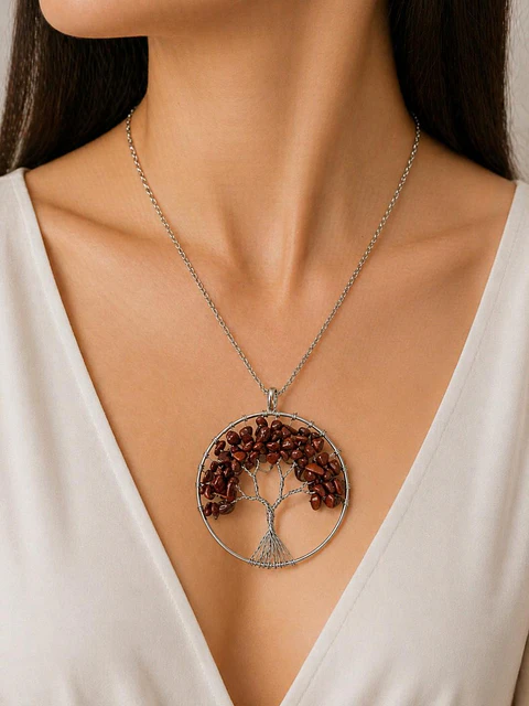 🌳❤️ Colar Árvore da Vida com Jaspe Vermelho – Força, Coragem e Estabilidade ❤️🌳