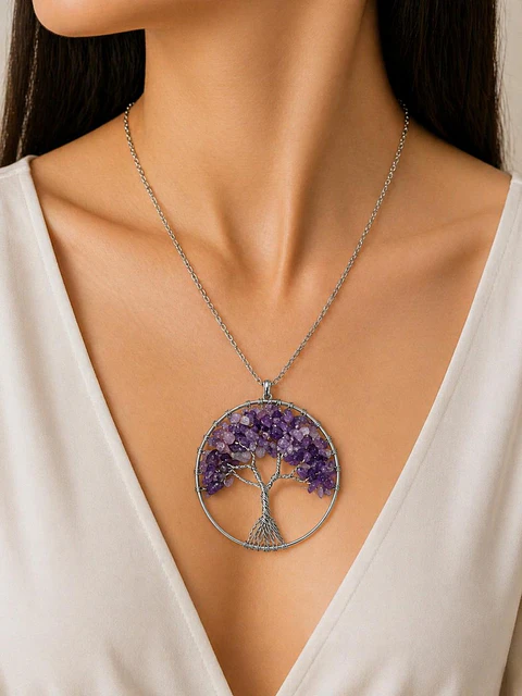  💜🌙 Colar Árvore da Vida com Ametista – Serenidade, Proteção e Sabedoria 🌙💜