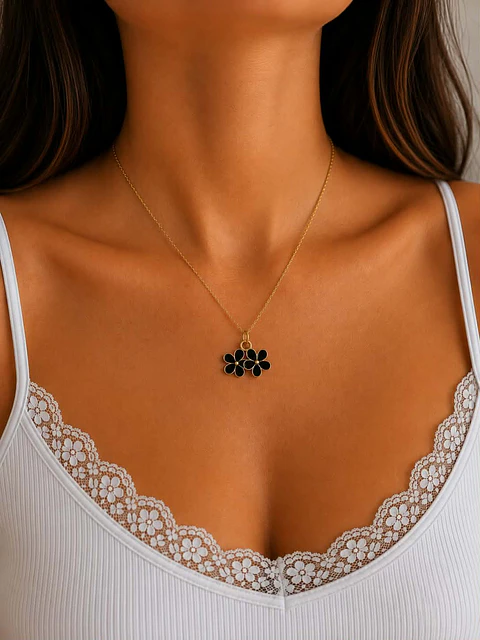 Fio dourado c/2 flor preto