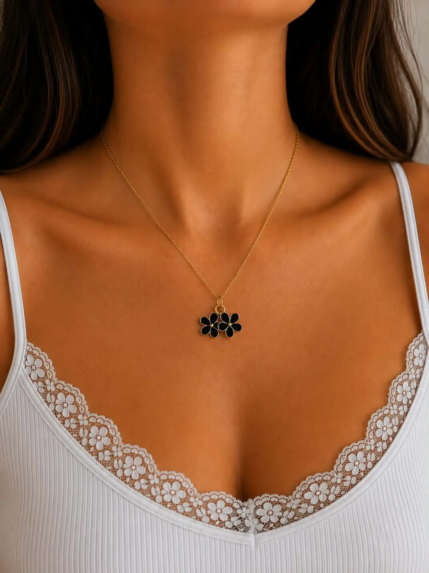 Fio dourado c/2 flor preto 1