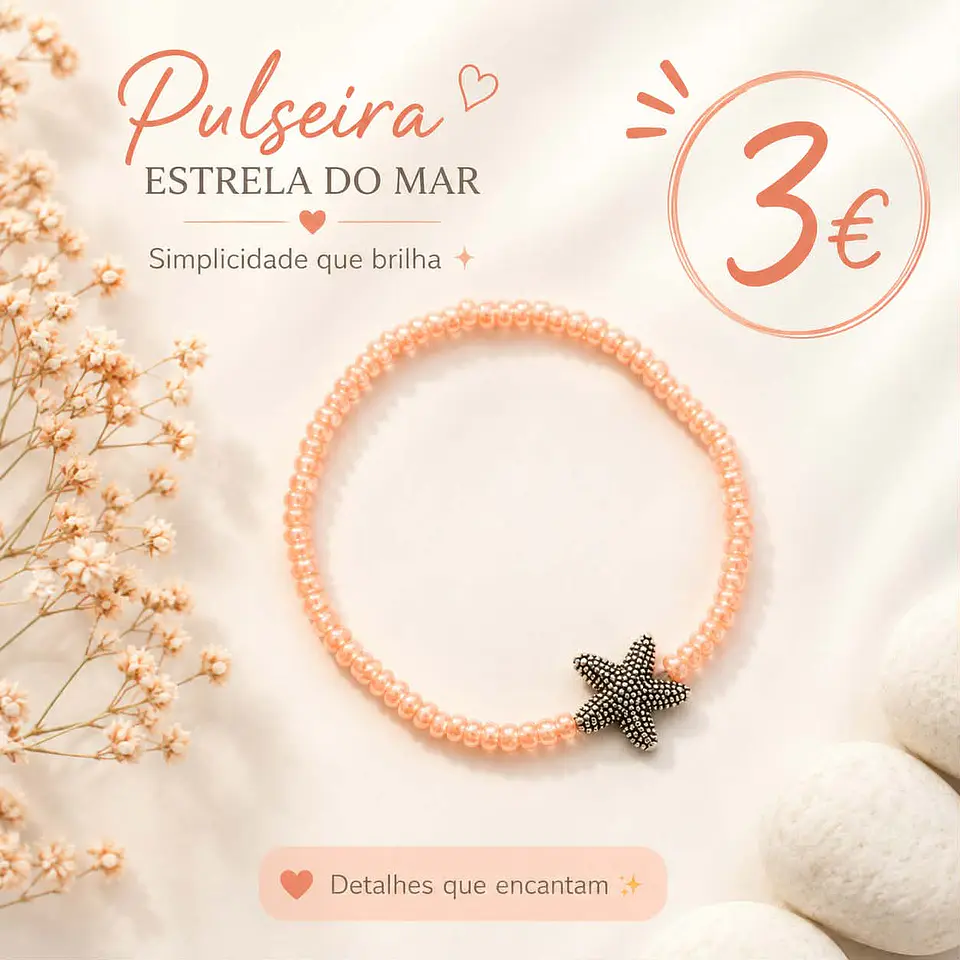 Pulseira missangas estrela do mar  2