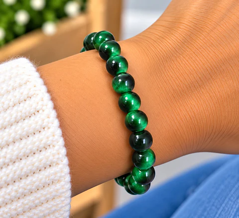 pulseira 💚 Olho de Tigre Verde 