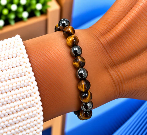 🤎 Pulseira Olho de Tigre + Hematite