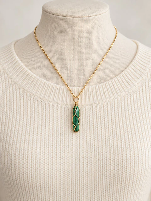 Colar com pedra 💚 Malaquita