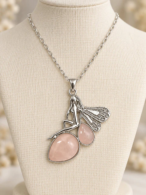 🩷 Colar de fada com quartzo rosa