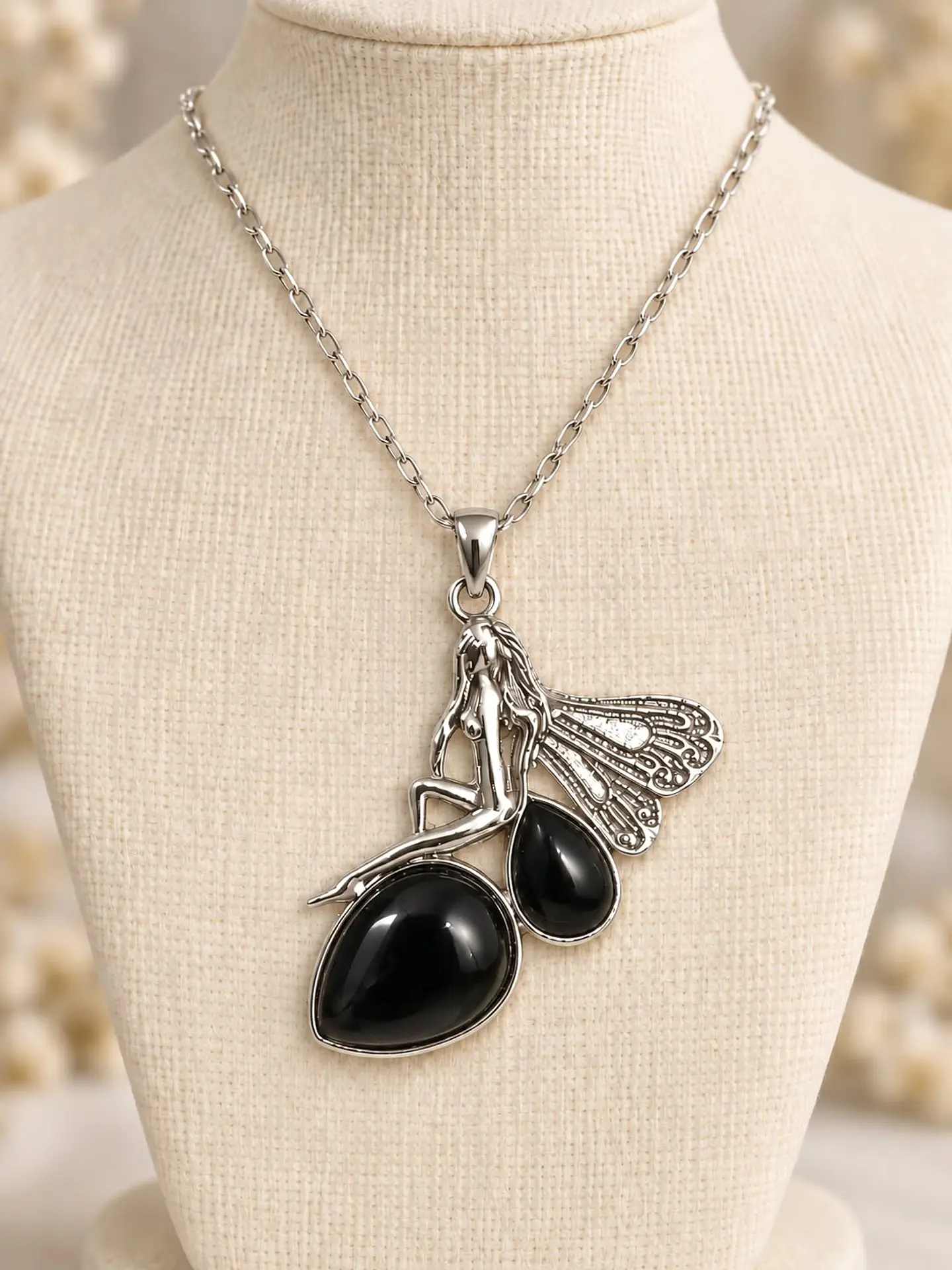 🖤 Colar de fada com pedras de ónix, 1