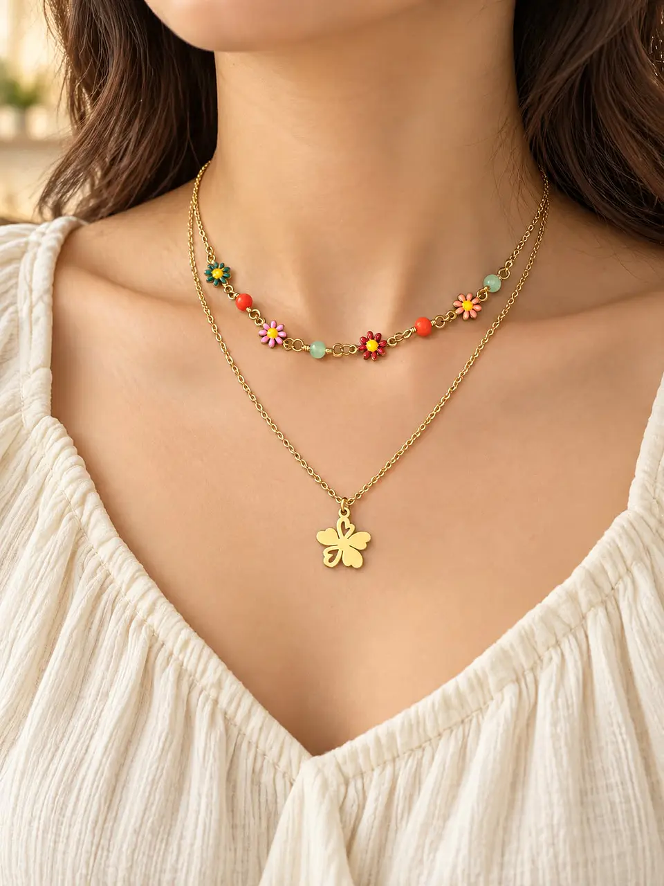 🌼✨ Conjunto de dois colares dourados:  1