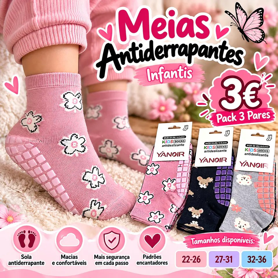 🧦💕 MEIAS ANTIDERRAPANTES – CONFORTO E SEGURANÇA EM CADA PASSO! 💕 2