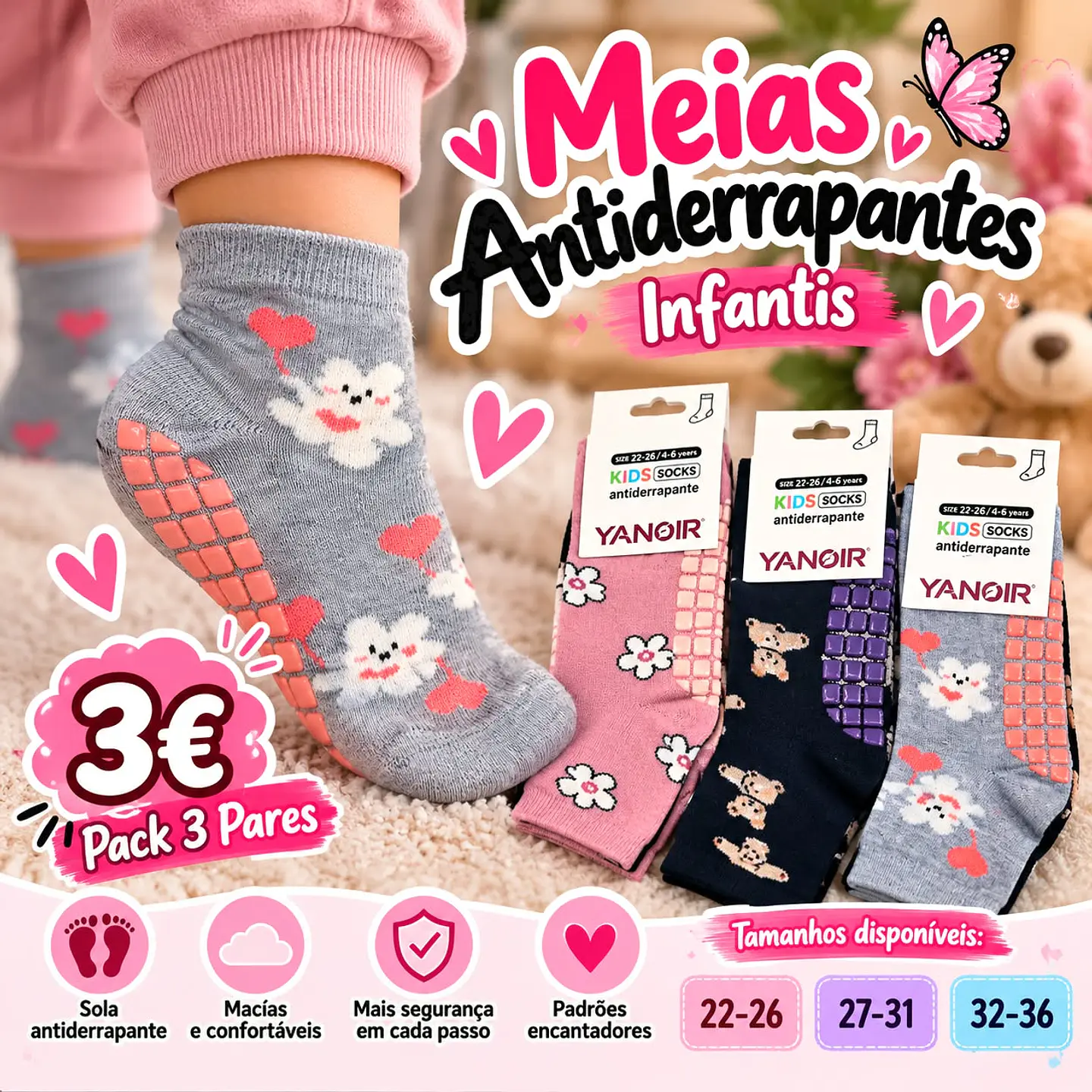 🧦💕 MEIAS ANTIDERRAPANTES – CONFORTO E SEGURANÇA EM CADA PASSO! 💕 3