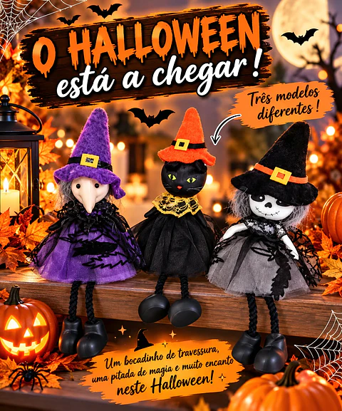 Um bocadinho de travessura, uma pitada de magia e muito encanto neste Halloween!" 🧙‍♀️🖤