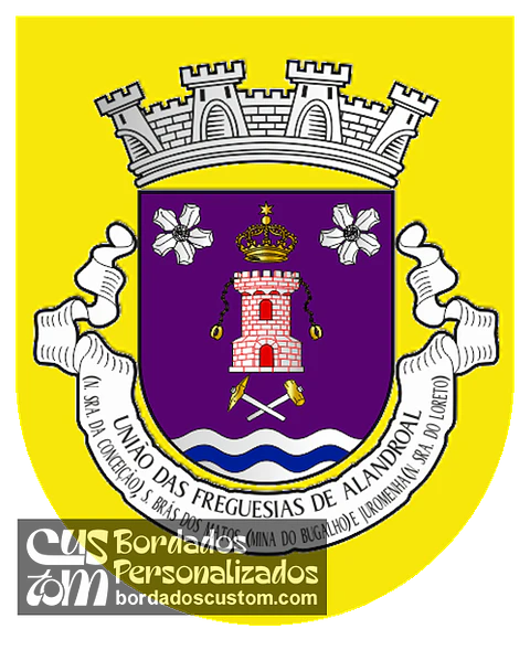 Emblema Bordado Freguesia de Alandroal (Nossa Senhora da Conceição), São Brás dos Matos (Mina do Bugalho) e Juromenha (Nossa Senhora do Loreto) (Alandroal, Évora)
